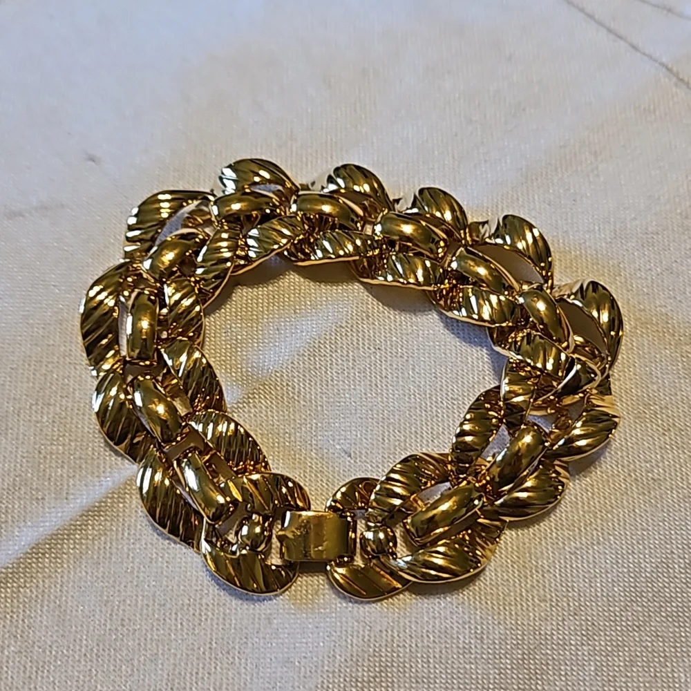 Monet Shiny Gold-Tone Twisted Link Bracelet